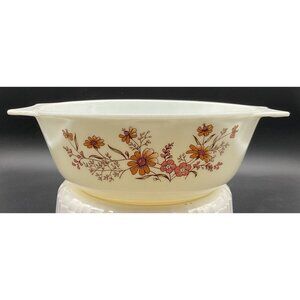 Vtg 1970s JAJ Pyrex England Casserole Dish Country Autumn Woodland 1qt 8"D x 3"H